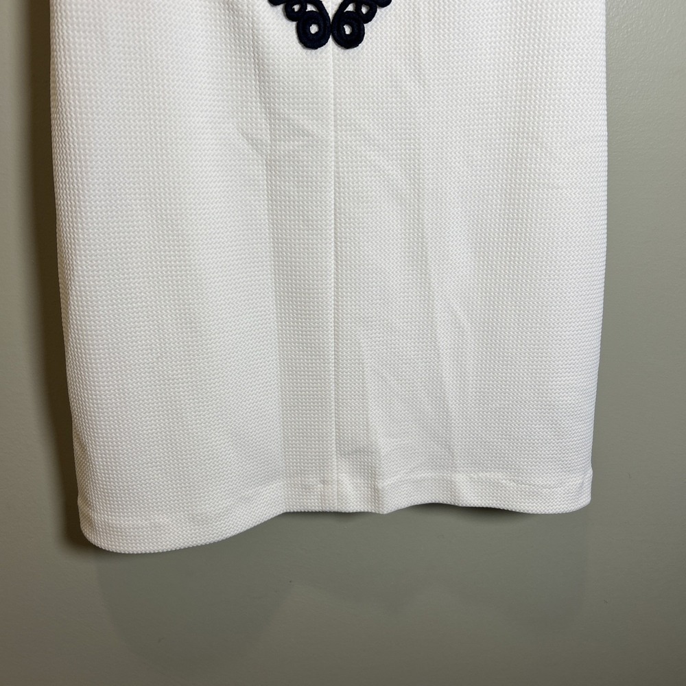 Vince Camuto Knee Length Shift Dress Size 6 White Sleeveless Back Zip High Neck - Picture 6 of 9